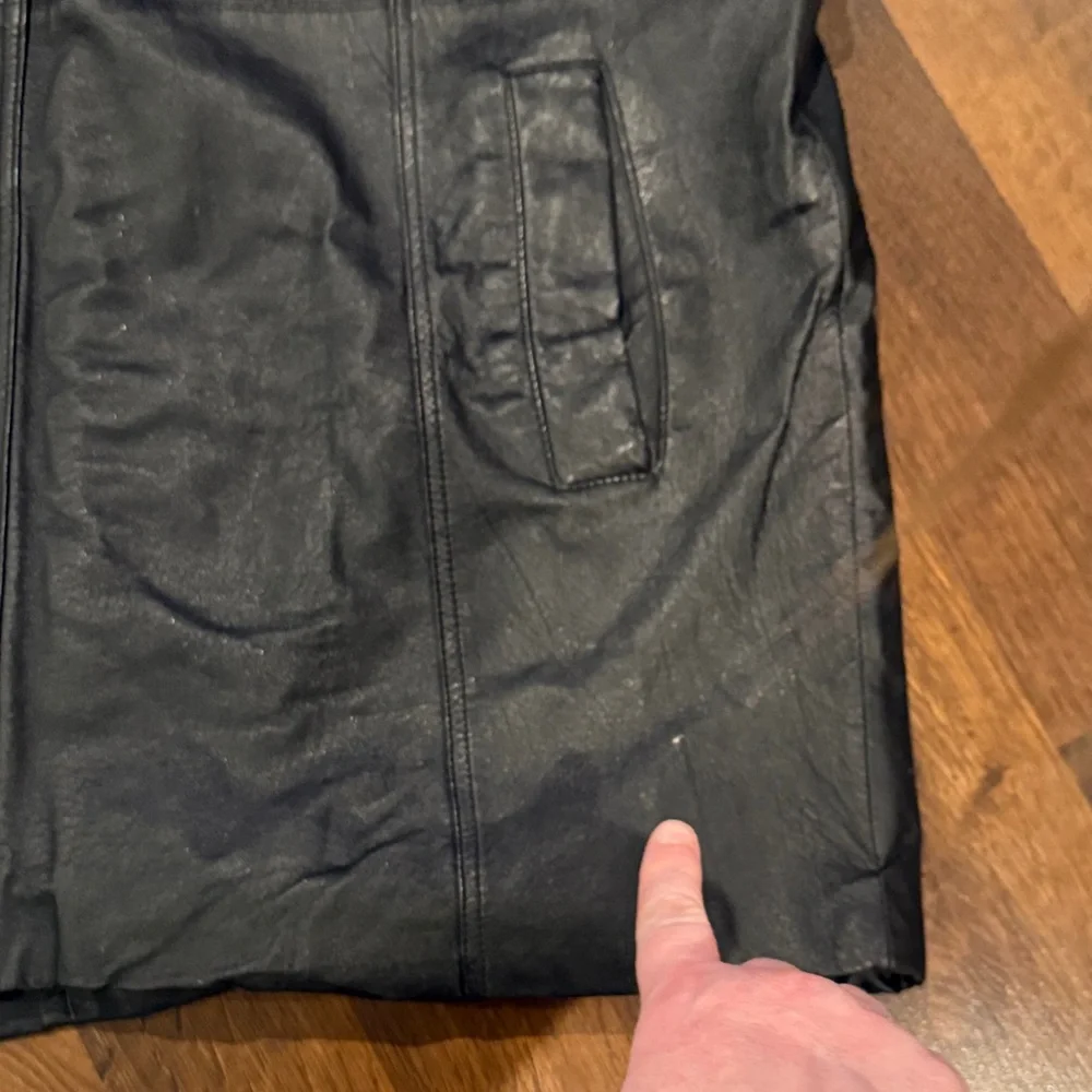 VINTAGE Men's Black Leather Hooded Charles Klein Jacket (2XT)